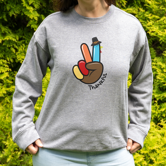 Peace Sign Thankful Turkey Sweatshirt